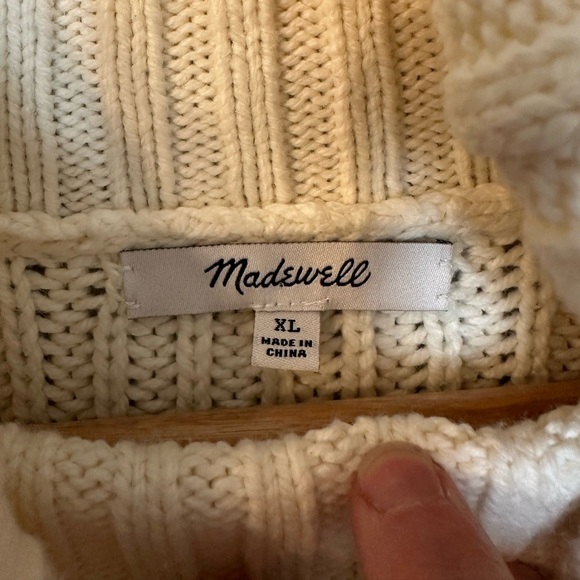Madewell Wide Rib Stripe Turtleneck Sweater Cream/Green XL - Picture 5 of 7